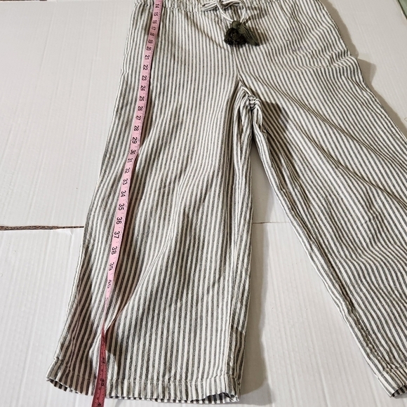 Zara Women SZ XS Jumpsuit Gray Stripe Ruffle Tassel Tie Strappy Wide Leg Pockets - Picture 10 of 13